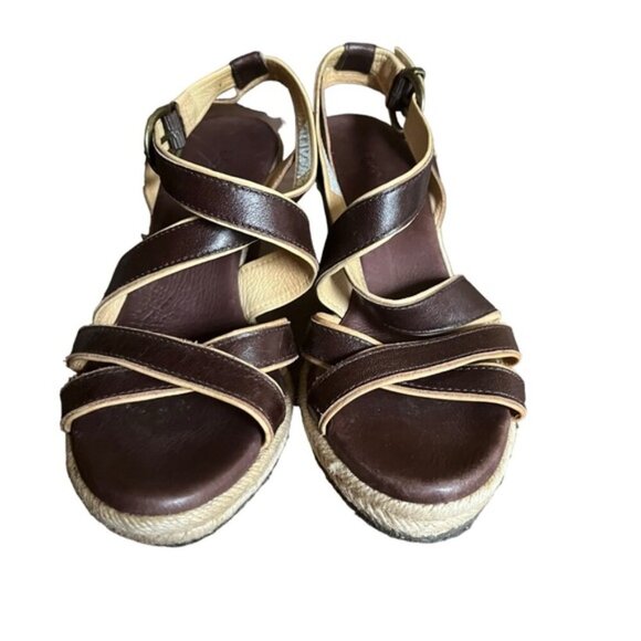UGG Isabella Wedge Sandals Size 6 Brown Leather Strappy - Picture 4 of 14